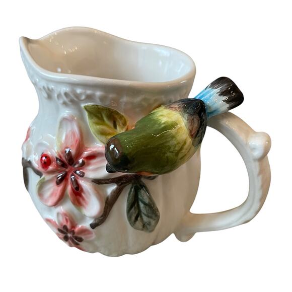 Botanical Collection by Corner Ruby 3D Floral Hummingbird Ceramic Creamer NEW - Picture 2 of 13